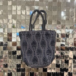 vintage blue beaded & sequined satin mini handbag